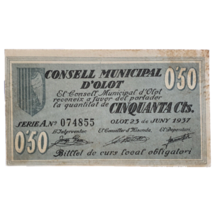 Olot, Espanha, Guerra Civil, 50 centims 1937