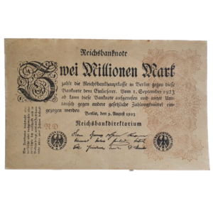 Alemanha, 2 milhões de marcos 1923, unifacial