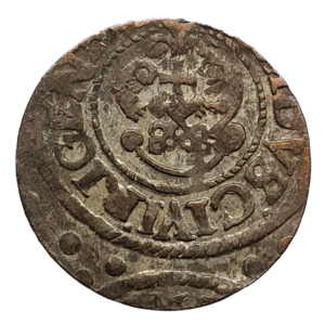 Riga (Livônia), solidus, prata baixa, 1634 a 1654, rainha Cristina