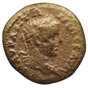 Império Romano, Gordiano III, AE23, estandartes com águia e capricórnios