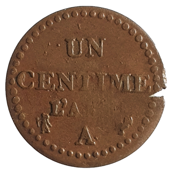 França, 1 centime 1797 a 1799, cobre, época da Revolução Francesa