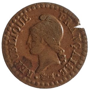 França, 1 centime 1797 a 1799, cobre, época da Revolução Francesa