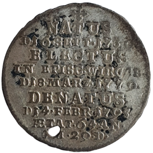 Würzburg, Alemanha, 3 kreuzer 1795, prata (com furo)