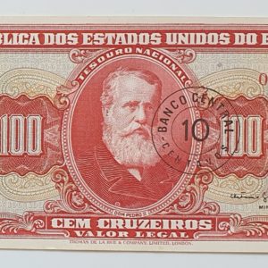 Brasil, República, 10 centavos 1967, carimbo sobre 100 réis