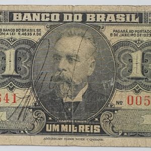 Brasil, República, 1 cruzeiro 1944, autografada