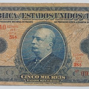 Brasil, República, 5000 réis 1924, autografada