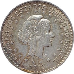 Brasil, República, 1000 réis 1913, prata, Estrelas Soltas