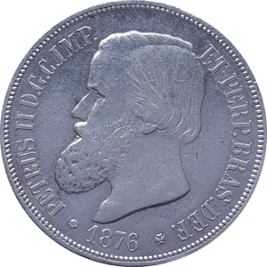 Brasil, Império, 1000 réis 1876, prata