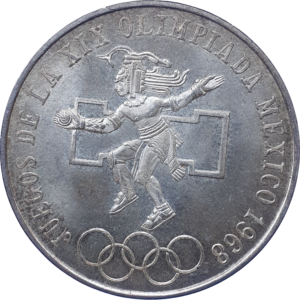 México, 25 pesos 1968, prata, Olimpíadas do México 1968