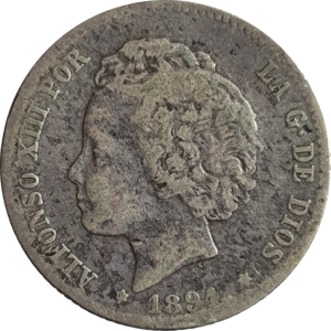 Espanha, 1 peseta 1894, prata - escassa