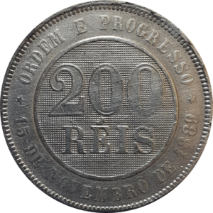 Brasil, República, 200 réis 1889, cuproníquel