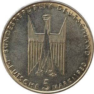 Alemanha, 5 marcos 1980F, 100 anos da inauguração da catedral de Colônia