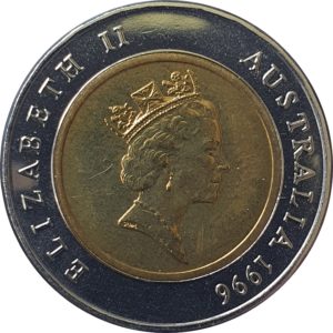 Austrália, 5 dólares 1996, bimetálica, tributo a sir Donald Bradman