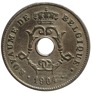 Bélgica, 10 centimes 1904, cuproníquel, legenda em francês
