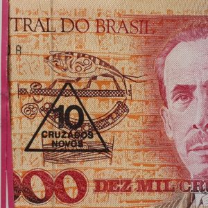 Brasil, centena de cédulas sequenciais, 10 cruzados novos 1990, Carlos Chagas
