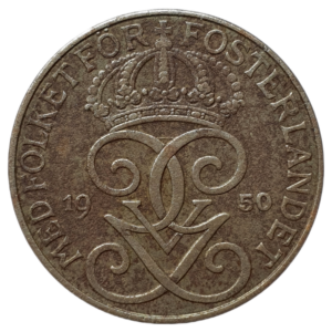 Suécia, 5 öre 1950, ferro