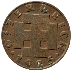 Áustria, 2 groschen 1925, bronze, 3.3 g, 19 mm, KM# 2837