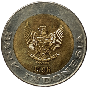 Indonésia, 1000 rúpias 1996, bimetálica