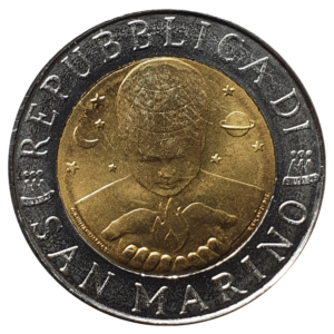 San Marino, 500 liras 1996, bimetálica, Hegel