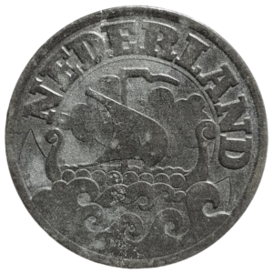 Países Baixos (Holanda), Ocupação Alemã, 25 cents 1943, zinco, 5 g, 26 mm, KM# 174