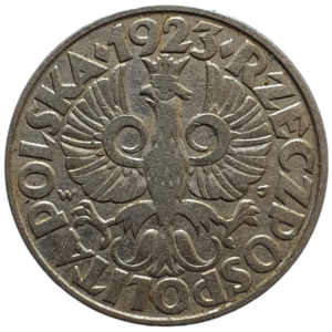 Polônia, 50 groszy 1923, níquel, 5 g, 23 mm, Y# 13