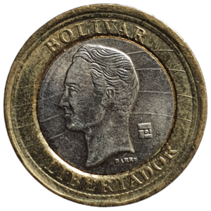 Venezuela, 1 bolívar 2007, bimetálica, 8 g, 24 mm, Y# 93