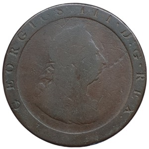 Reino Unido, 1 penny 1797, cobre, 28 g, 36 mm, 