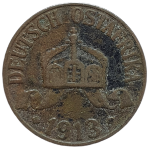 África Oriental Alemã, 1 heller 1913, bronze