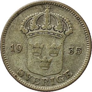 Suécia, 50 öre 1935, prata