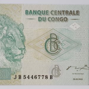 Congo, 20 francos 2003, leão / leoa e filhotes, Pick 94, FE
