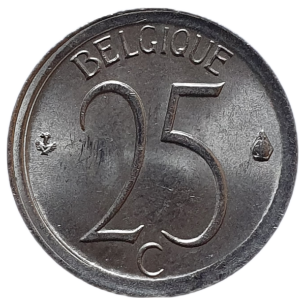 Bélgica, 25 centimes 1971, cuproníquel, 1.8 g, 16 mm, KM# 153