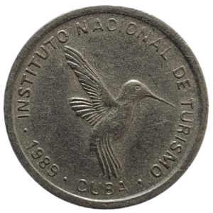 Cuba, 10 centavos1989, cuproníquel, 4 g, 21.3mm, km# 415.2, beija-flor, cunhagem para visitantes
