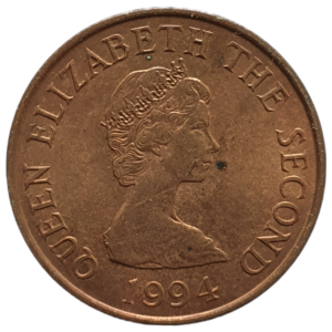 Jersey, 1 penny 1994, aço revestido de cobre, 3.55 g, 20.32 mm, km# 54b