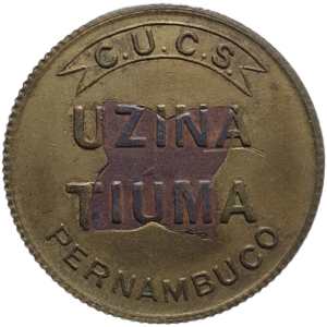 Brasil, Usina Tiúma, ficha bimetálica de 2000 réis
