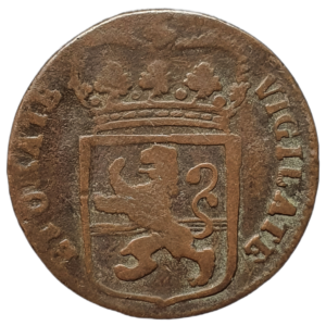 Overijssel (República dos Países Baixos), 1 duit 1767, cobre, 2.7 g, 21 mm, km# 90