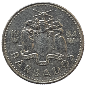Barbados, 10 cents 1984, cuproníquel, 2.29 g, 17.77 mm, gaivota, km# 12