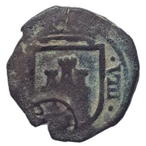 Espanha, Filipe IV, 8 maravedis, 1621 a 1655, cobre, 5.4 g, 23 mm, contramarcada