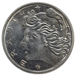 Brasil, 5 centavos 1977, aço inox, 2.7 g, 21 mm, km# 587.1, FAO, boi