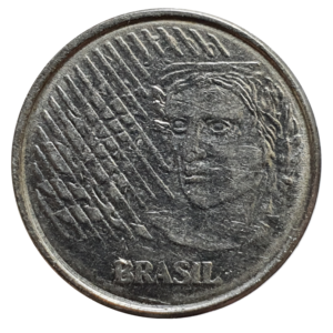 Brasil, 10 centavos 1995, cunho marcado (data vazada)
