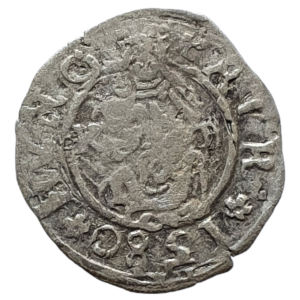 Hungria, 1 denar 1580, prata, 0.5g, 16mm, Rudolf I