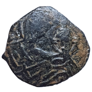 Sicília (Itália Medieval), 1 follaro, 1155 dC, cobre, 1.4 g, 14 mm, cunhada em Messina