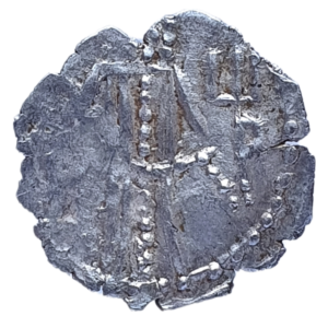 Bulgária Medieval, 1/2 grosh 1371 a 1395 dC, prata, 0.5 g, 15 mm, imperador Ivan Shishman