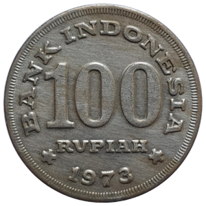 Indonésia, 100 rúpias 1973, cuproníquel, 9.80g, 28mm, km# 36