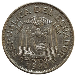 Equador, 1 sucre 1980, aço revestido de níquel, 6.5g, 26mm, km# 78b