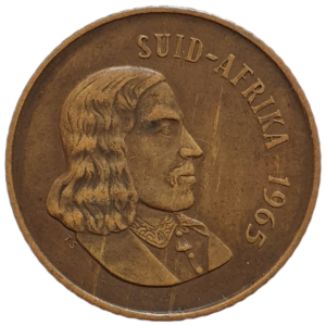 África do Sul, 2 cents 1965, bronze, 4.0g, 22.45mm, km# 66.2, legenda em afrikaans