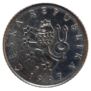 República Tcheca (Chéquia), 1 koruna 1997, aço revestido de níquel, 3.6g, 20mm, km# 7