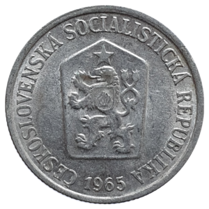 Tchecoslováquia, 10 haleru 1965, alumínio, 1.2g, 22mm, km# 49