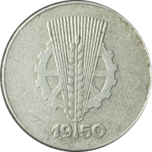 Alemanha Oriental, 1 pfennig 1950, alumínio, 0.75g, 17mm, km# 1