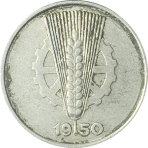 Alemanha Oriental, 5 pfennig 1950, alumínio, 1.1g, 19mm, km# 2