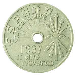 Espanha (época da Guerra Civil), 25 centimos 1937, cuproníquel, 7g, 25mm, km# 753 (1)